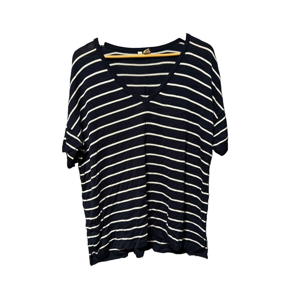 Anthropologie Moth Striped Slouchy Knit Shirt Women's Size M Coastal Oversized